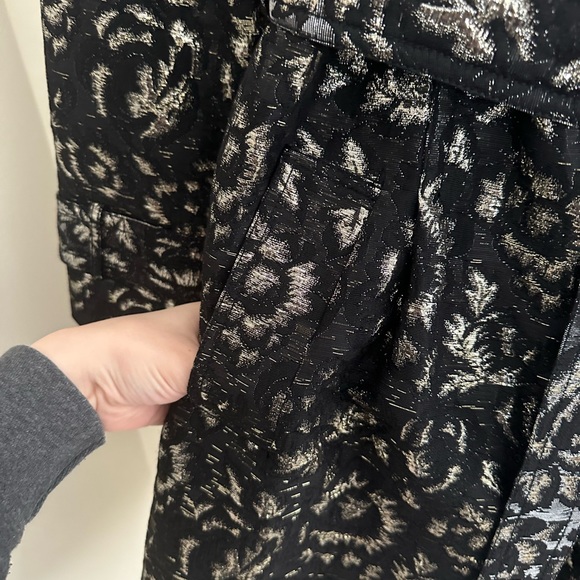ASO Blair Waldorf Tracy Reese black metallic floral coat - Picture 5 of 6